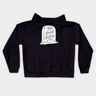 RIP Social Battery Socially Awkward Sarcastic Funny Kids Hoodie